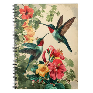 Hummingbird och Flowers: vykort för Vintage Anteckningsbok