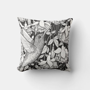 Hummingbird och fuchsia kudde