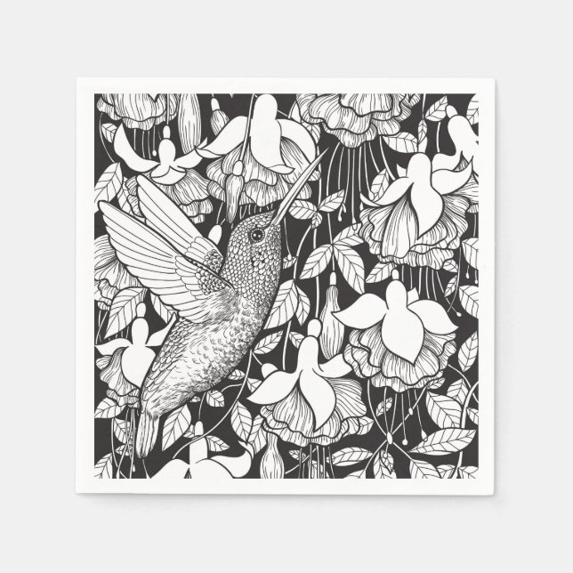 Hummingbird och fuchsia pappersservett (Framsidan)