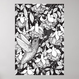 Hummingbird och fuchsia poster