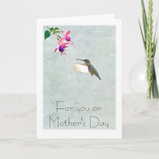 Hummingbird- och Fuchsiamors dagkort Kort (Framsida)