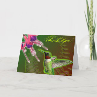 Hummingbird- och Fuchsiatackkort Tack Kort
