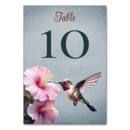 Hummingbird och Hibiscus | Blå Bröllop Bordsnummer