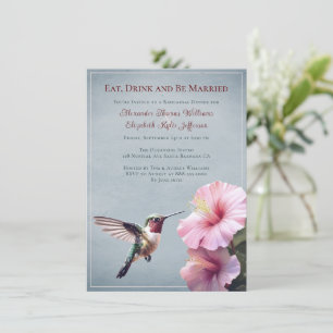 Hummingbird och Hibiscus Blå repetitionsmiddag Inbjudningar