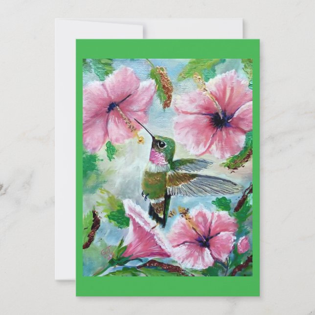 Hummingbird och Hibiscus Blank Greeting Card Inbjudningar (Framsida)