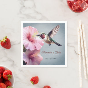 Hummingbird och Hibiscus Bröllop Blå Pappersservett