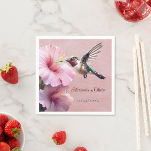 Hummingbird och Hibiscus Bröllop   Rosa Pappersservett