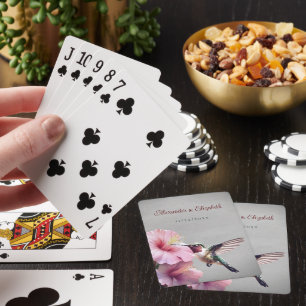 Hummingbird och Hibiscus   Grått Wedding Favor Casinokort