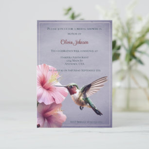 Hummingbird och Hibiscus Möhippa Lila Inbjudningar