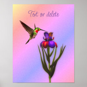 Hummingbird och iris Flower Personlig Poster