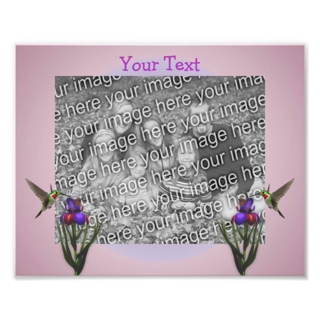 Hummingbird och iris Flower Skapa din egen. Fototryck (Framsidan)