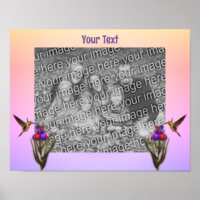 Hummingbird och iris Flower Skapa din egen. Poster (Framsidan)