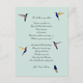 Hummingbird och John Vance Cheney Quote Vykort