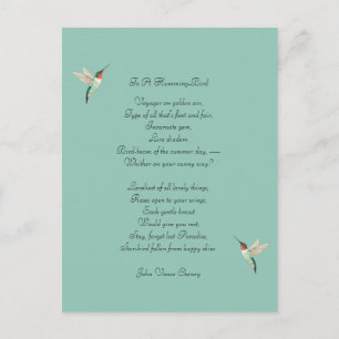 Hummingbird och John Vance Cheney Quote Vykort