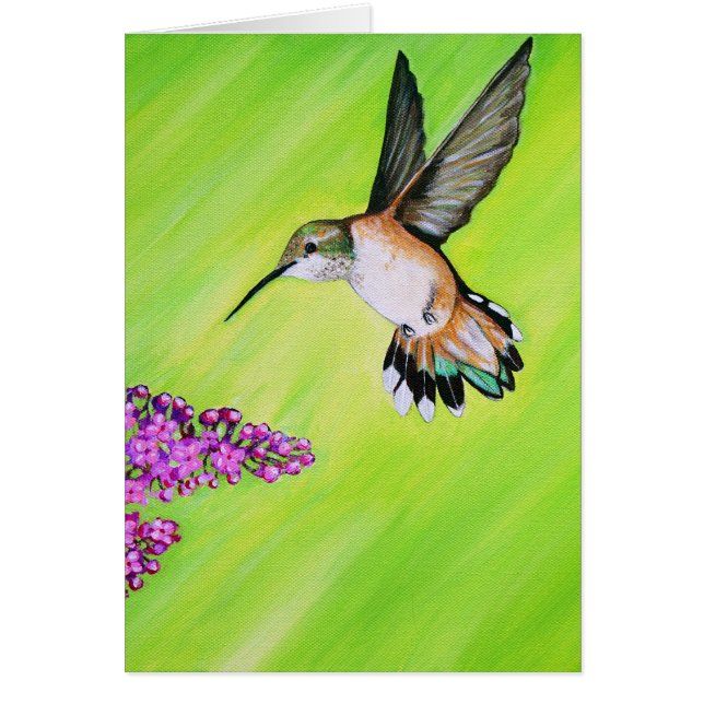Hummingbird- och Lilac-färgkort Hälsningskort (Framsidan)