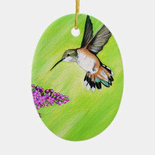 Hummingbird och Lilac-målning Julgransprydnad Keramik