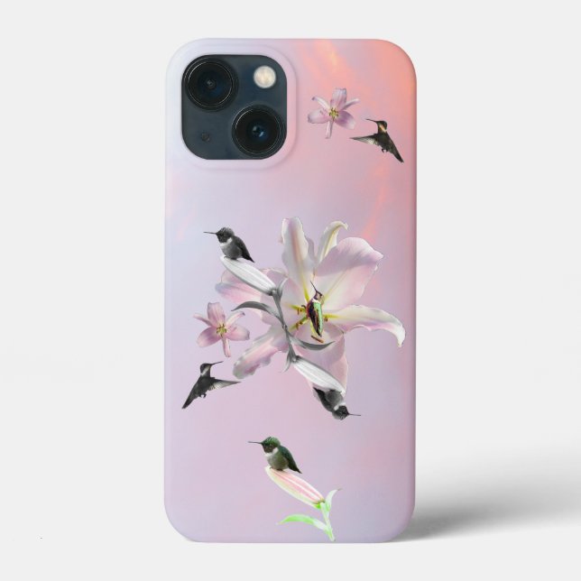 Hummingbird och lilies Fodral-Mate iphone case (Baksida)