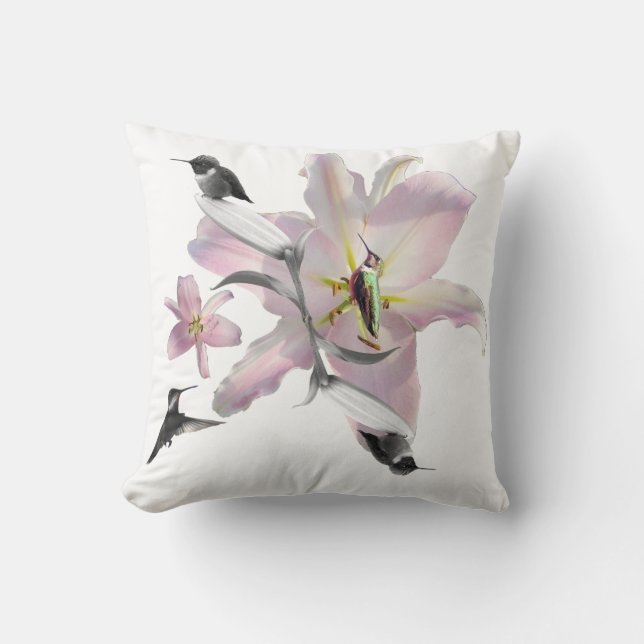 Hummingbird och Lilies Kudde (Framsida)