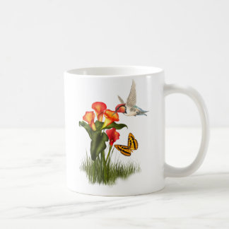 Hummingbird och liljar kaffemugg