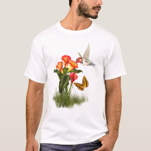 Hummingbird och liljar t-shirt