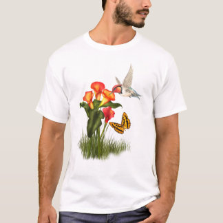 Hummingbird och liljar t-shirt
