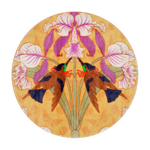 Hummingbird och orchid-blomma från art nouveau
