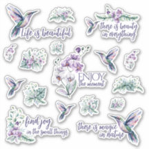 Hummingbird och Orchid Vinyl Stickers