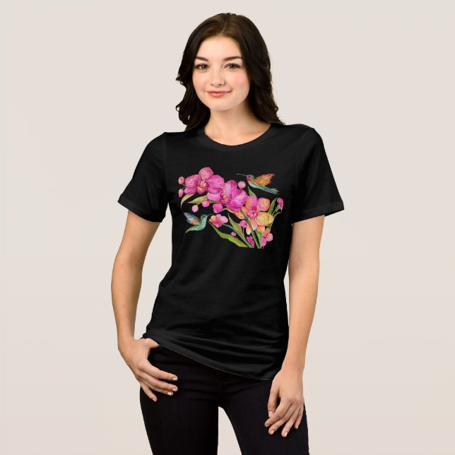 Hummingbird och Orchids T Shirt (Framsida Full)