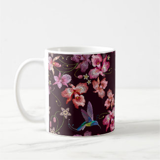 Hummingbird och orkeid, tropiska, sömlösa mode. kaffemugg