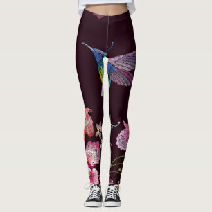 Hummingbird och orkeid, tropiska, sömlösa mode. leggings
