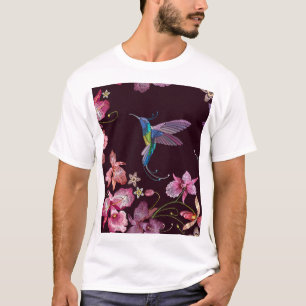 Hummingbird och orkeid, tropiska, sömlösa mode. t shirt