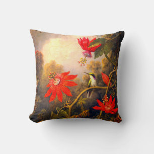 Hummingbird och Passionblommor Kudde