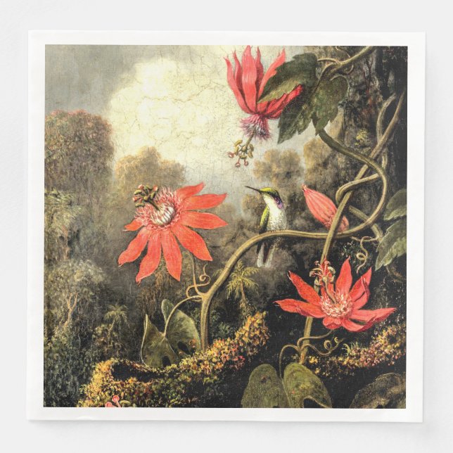 Hummingbird och Passionblommor Pappersservett (Framsida)