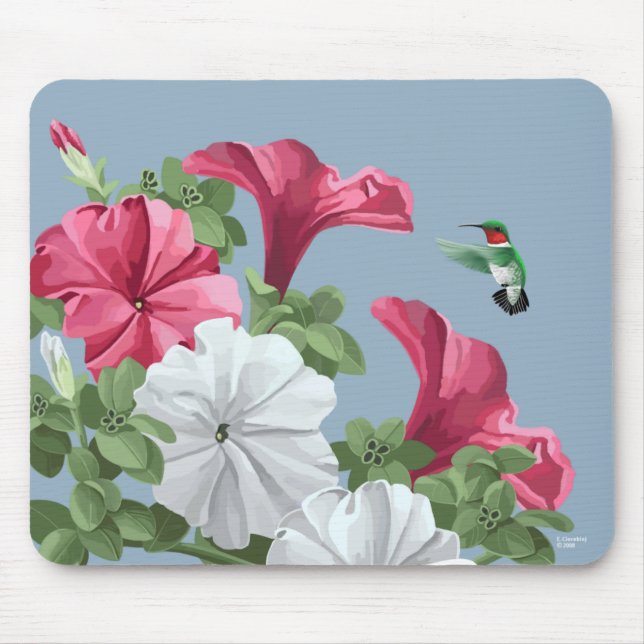 Hummingbird och Petunia Mousepads Musmatta (Framsidan)