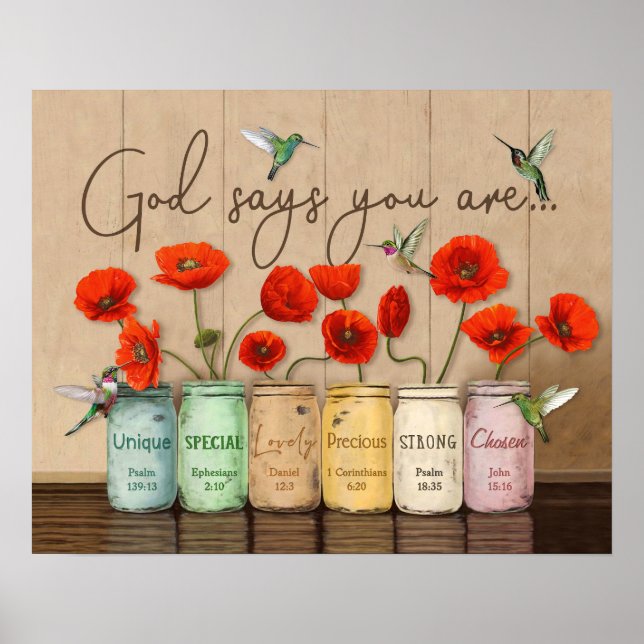 Hummingbird och Poppies Gud säger att du är Poster (Framsidan)
