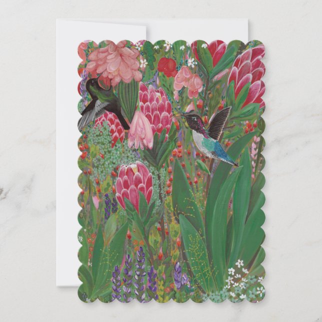 Hummingbird och proteas födelsedagskort (Framsida)