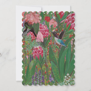 Hummingbird och proteas födelsedagskort