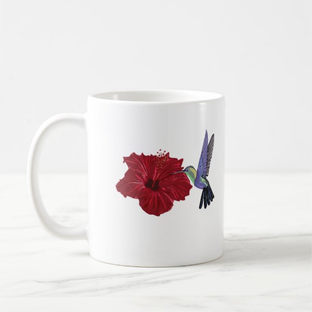 Hummingbird och Red Hibiscus Kaffemugg (Vänster)