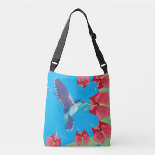 Hummingbird och röd Hibiscus Hjärtformade Axelväska