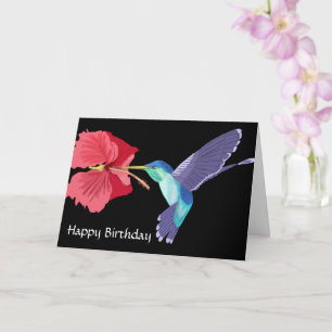 Hummingbird och röda Hibiscus Grattis på födelseda Kort
