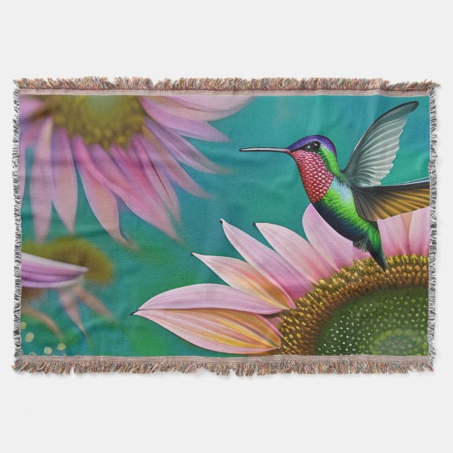 Hummingbird och Rosa Solros Filt (Framsidan)