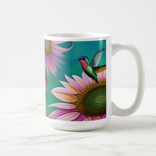 Hummingbird och Rosa Solros Kaffemugg (Höger)