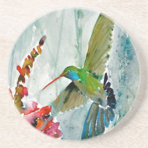 Hummingbird och Snapdraon Round Sandstone Underlä Underlägg