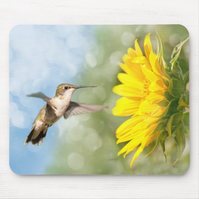 Hummingbird och solros musmatta (Framsidan)