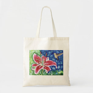 Hummingbird och Stargazer Lily Painting Tygkasse