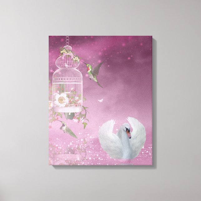 Hummingbird och Svan Canvastryck (Framsida)