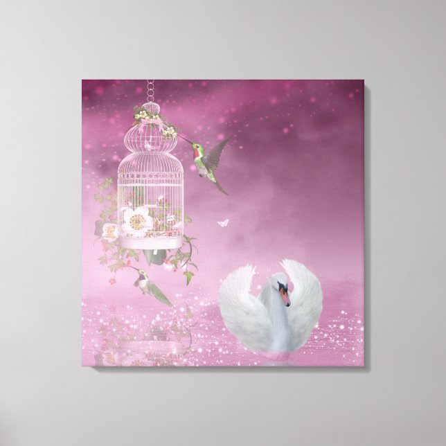 Hummingbird och Svan Canvastryck (Framsida)