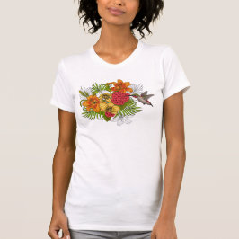 Hummingbird och tropiska bouquet t shirt