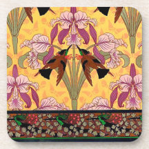 Hummingbird och verneuil-bricka i art nouveau