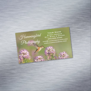 Hummingbird och vildblommar magnetiska visitkort